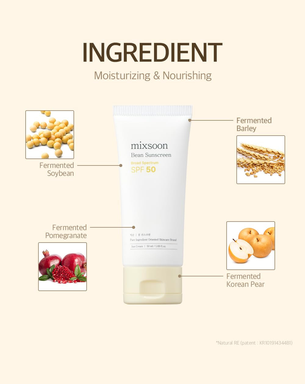 Bean Sunscreen 1.69 Fl. Oz. / 50Ml SPF 50 Airy Texture Type Lightweight No White Cast for Face Korean Glass Skin Care