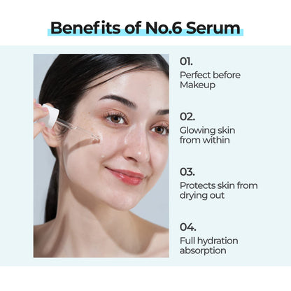 No.6 Serum | Deep Sleep Mask Serum | Iceland Glacier Water for Instant and Long-Lasting Hydration with Hyaluronic Acid & Niacinamide | Korean Skincare for Dry Skin | 1.69 Fl. Oz.