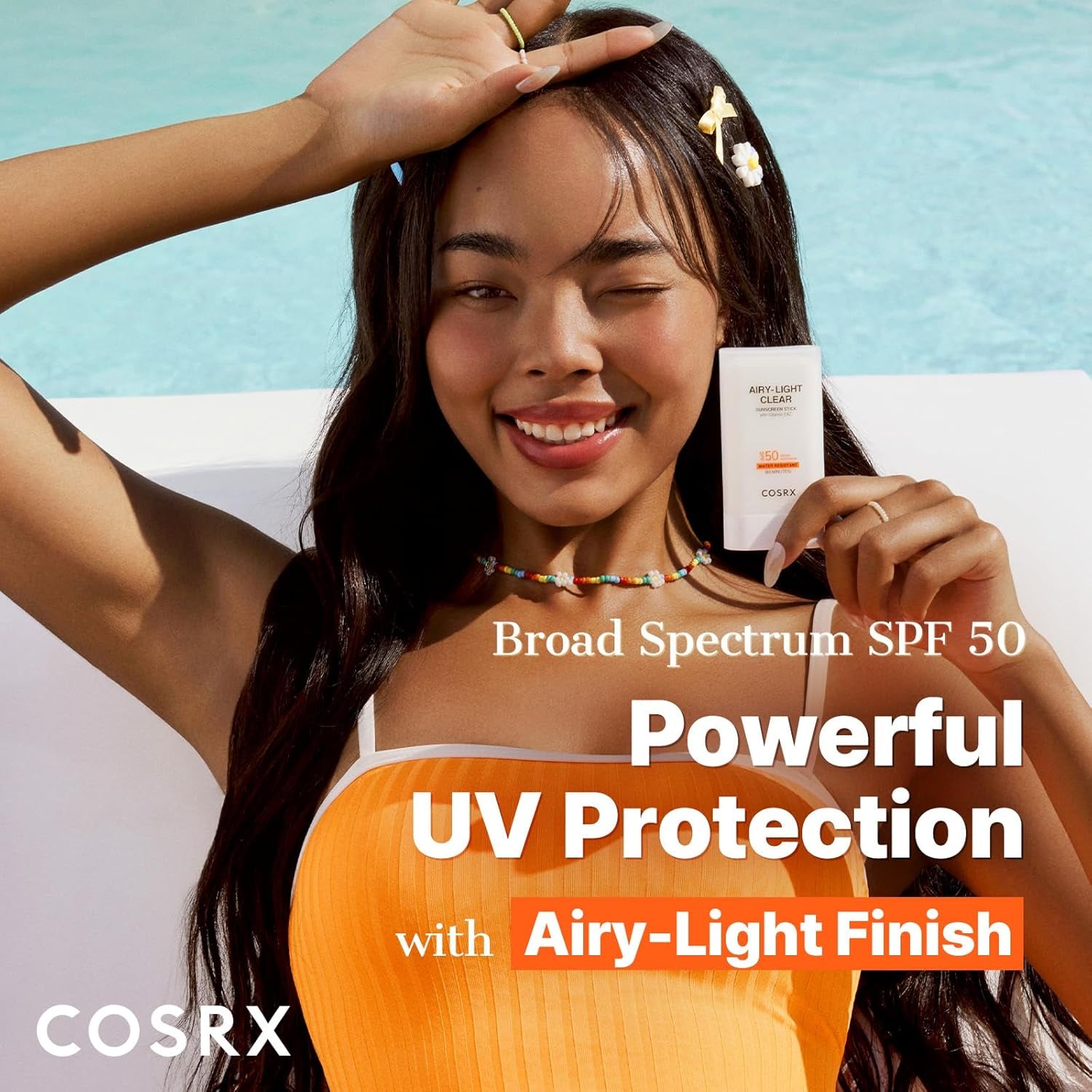 Airy-Light Clear Sunscreen Stick with Vitamin E & C SPF 50, 0.67 Oz, 19G, Lightweight, Travel Essentials, Summer Essentials, Korean Skin Care, Korean Matte Sunscreen for Face