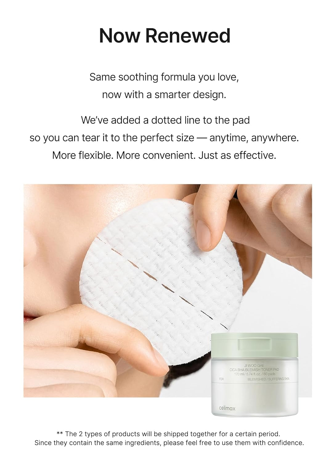 Ji.Woo.Gae CICA BHA Blemish Toner Pad | BHA PHA LHA Complex, Centella Asiatica Extract, Hydrating, Moisturizing, Soothing, Reparing, (60 Pads)