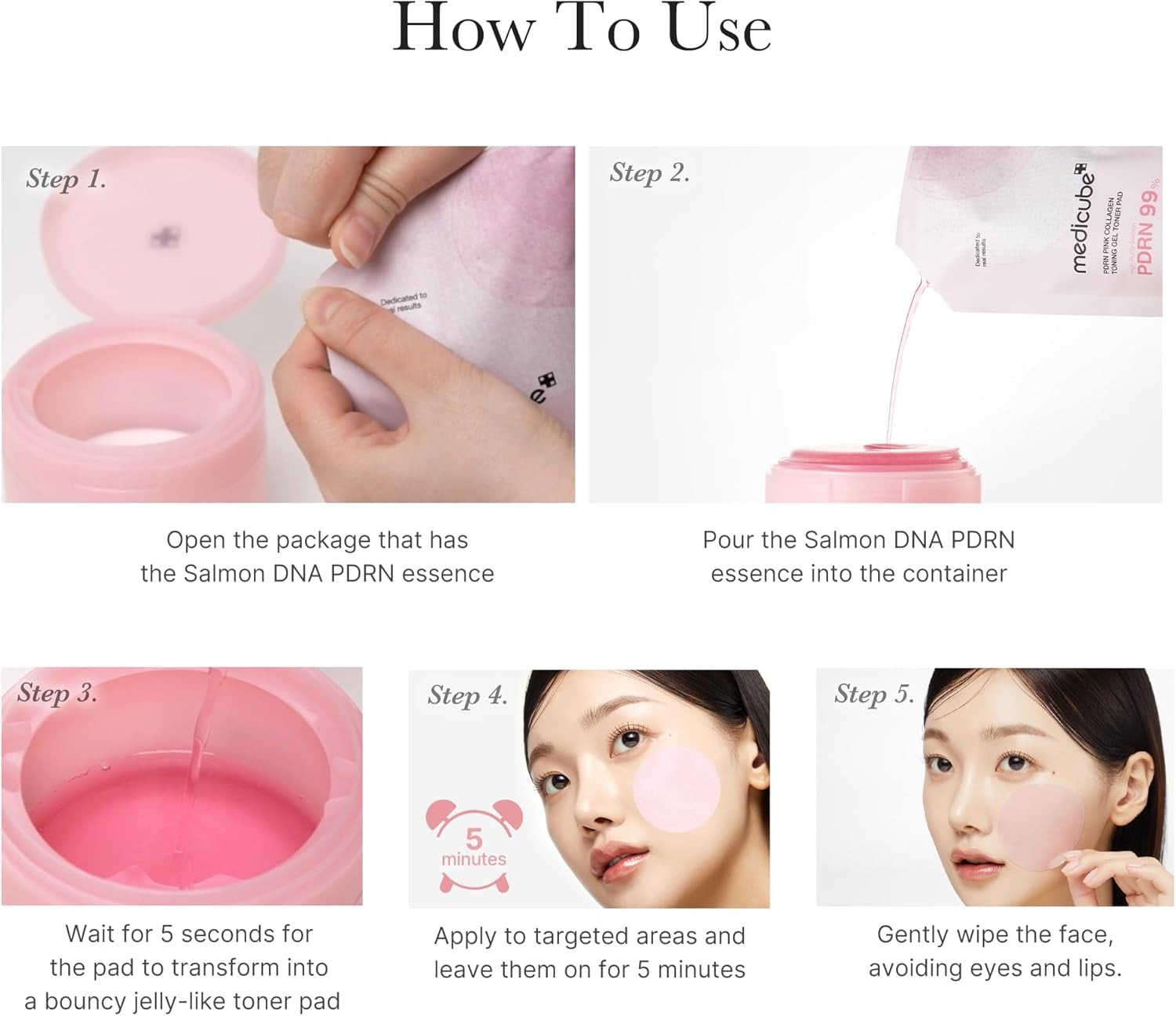 Salmon DNA PDRN Pink Collagen Jelly Pad | Korean Gel Toner Pads with Niacinamide, Madecassoside, Retinol | Soothing, Radiance & Uneven Skin Tone | Korean Skin Care | 70Pads