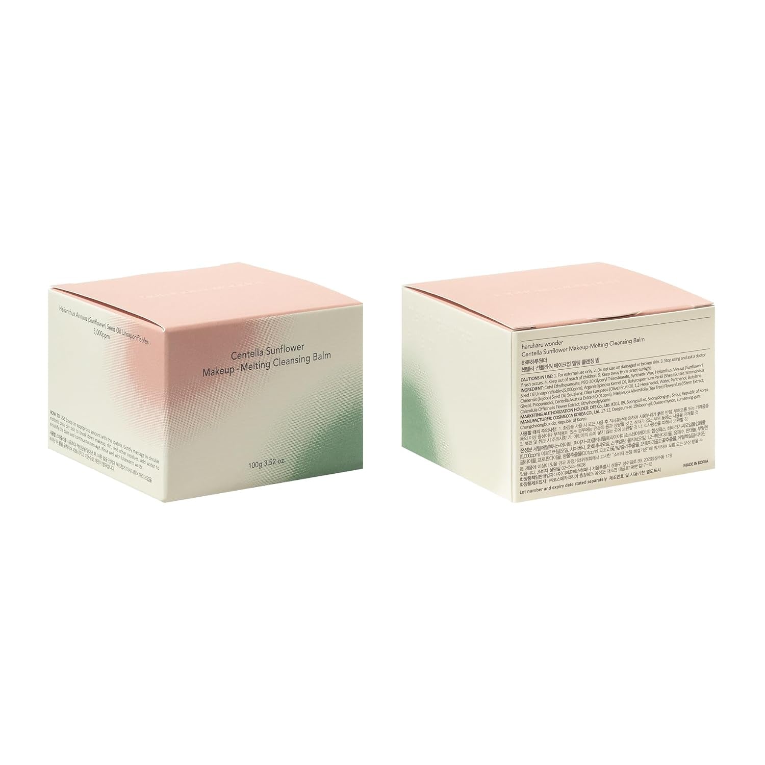 Wonder Centella Sunflower Makeup-Melting Cleansing Balm 3.52 Oz., Facial Cleanser for Heavy Makeup Removal, Korean Skincare