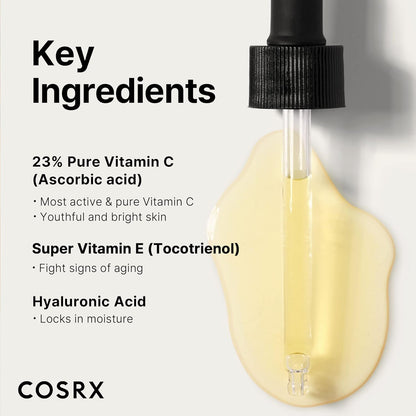 Pure Vitamin C 23% Serum with Vitamin E & Hyaluronic Acid, Brightening & Hydrating Facial Serum for Fine Lines, Uneven Skin Tone & Dull Skin, 0.7Oz/20G, Korean Skin Care