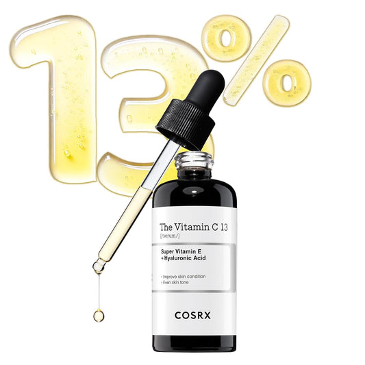 Pure Vitamin C 13% Serum with Vitamin E & Hyaluronic Acid, Hydrating Facial Serum for Fine Lines, Uneven Skin Tone & Dull Skin, 0.67Fl.Oz/20Ml, Korean Skin Care