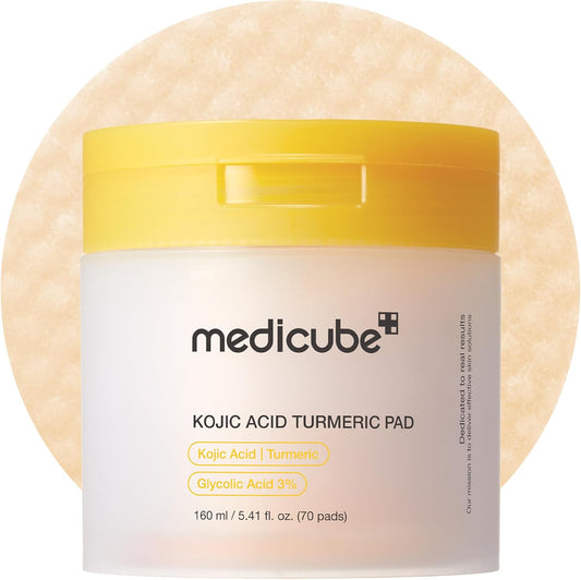 Kojic Acid Turmeric Clarifying Toner Pad for Troubled Skin & Use after Spot Care | Soothing & Calming with Kojic Acid, Turmeric, Niacinamide, and Glycolic Acid | Korean Skin Care, 70 Pads