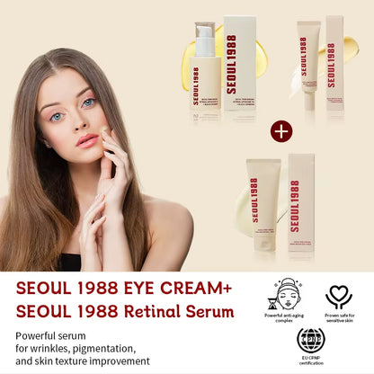 Korean Seoul 1988 Serum Retinol Black Ginseng Essence ,Facial Essence Eye Cream, anti Aging Moisturizing Snail Cream Skin Care
