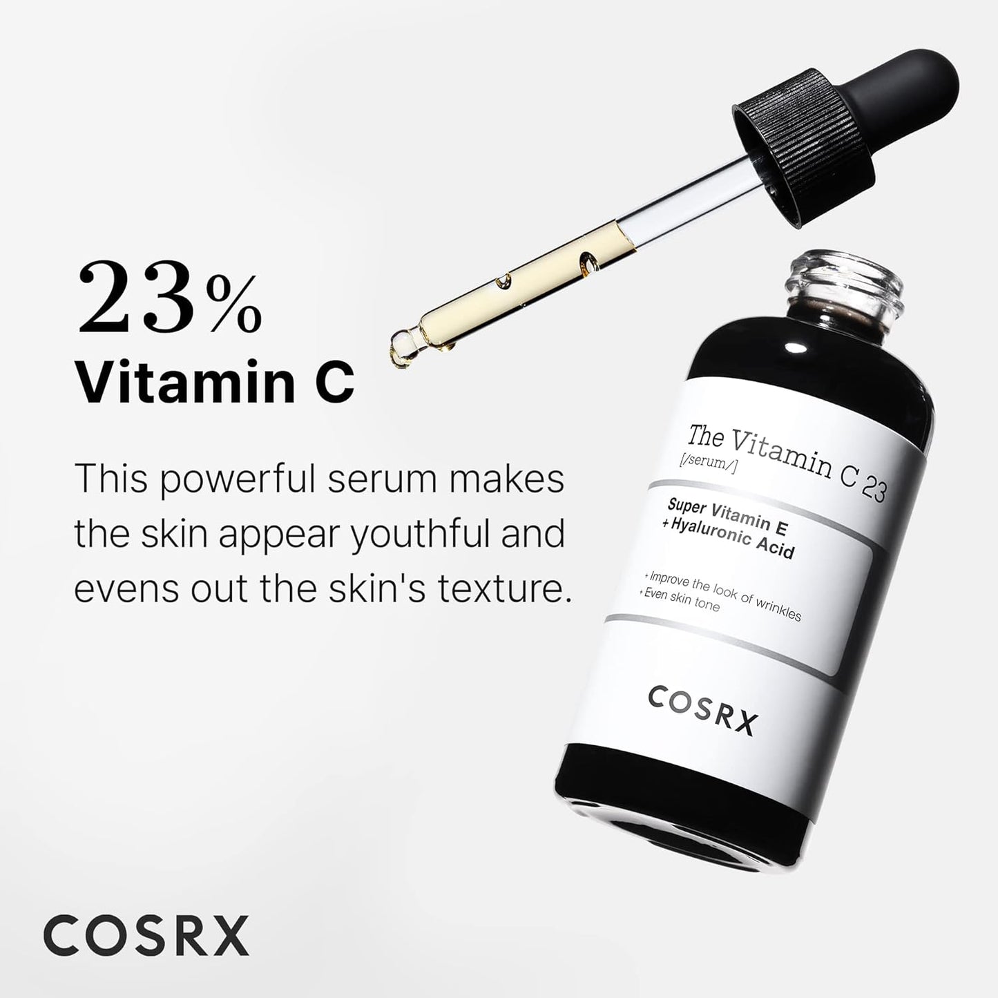 Pure Vitamin C 23% Serum with Vitamin E & Hyaluronic Acid, Brightening & Hydrating Facial Serum for Fine Lines, Uneven Skin Tone & Dull Skin, 0.7Oz/20G, Korean Skin Care