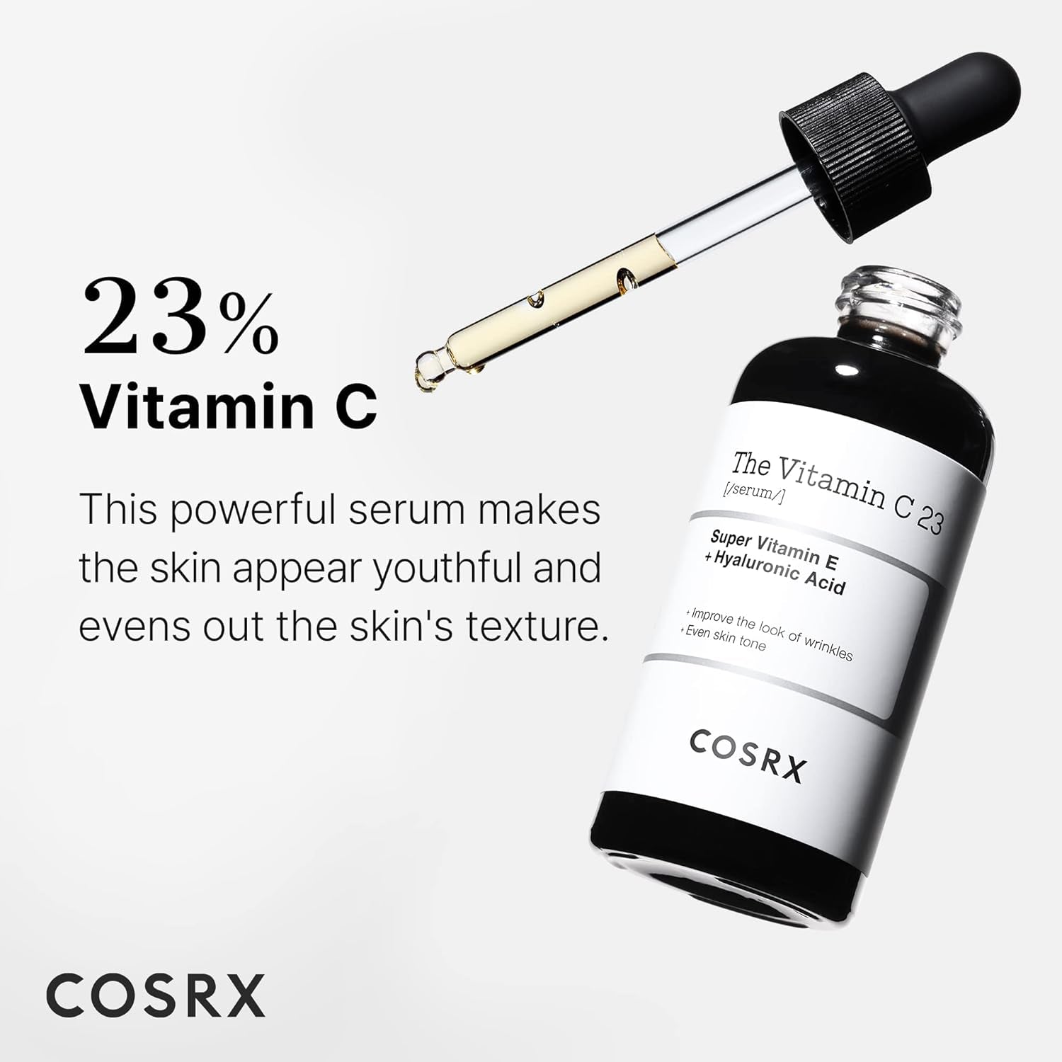 Pure Vitamin C 23% Serum with Vitamin E & Hyaluronic Acid, Brightening & Hydrating Facial Serum for Fine Lines, Uneven Skin Tone & Dull Skin, 0.7Oz/20G, Korean Skin Care