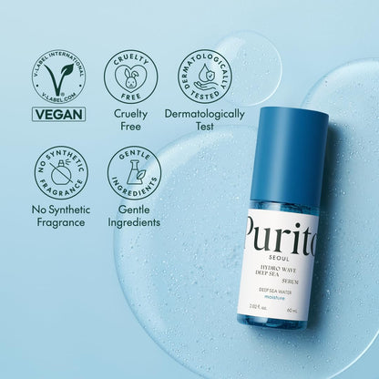 Hydro Wave Deep Sea Serum, 60 Ml / 2.02 Fl. Oz., Hydrating Face Serum, Lightweight & Non-Greasy, Skin Moisture Boost, Korean Skincare, for Sensitive Skin, Hyaluronic Acid & Deep Sea Water