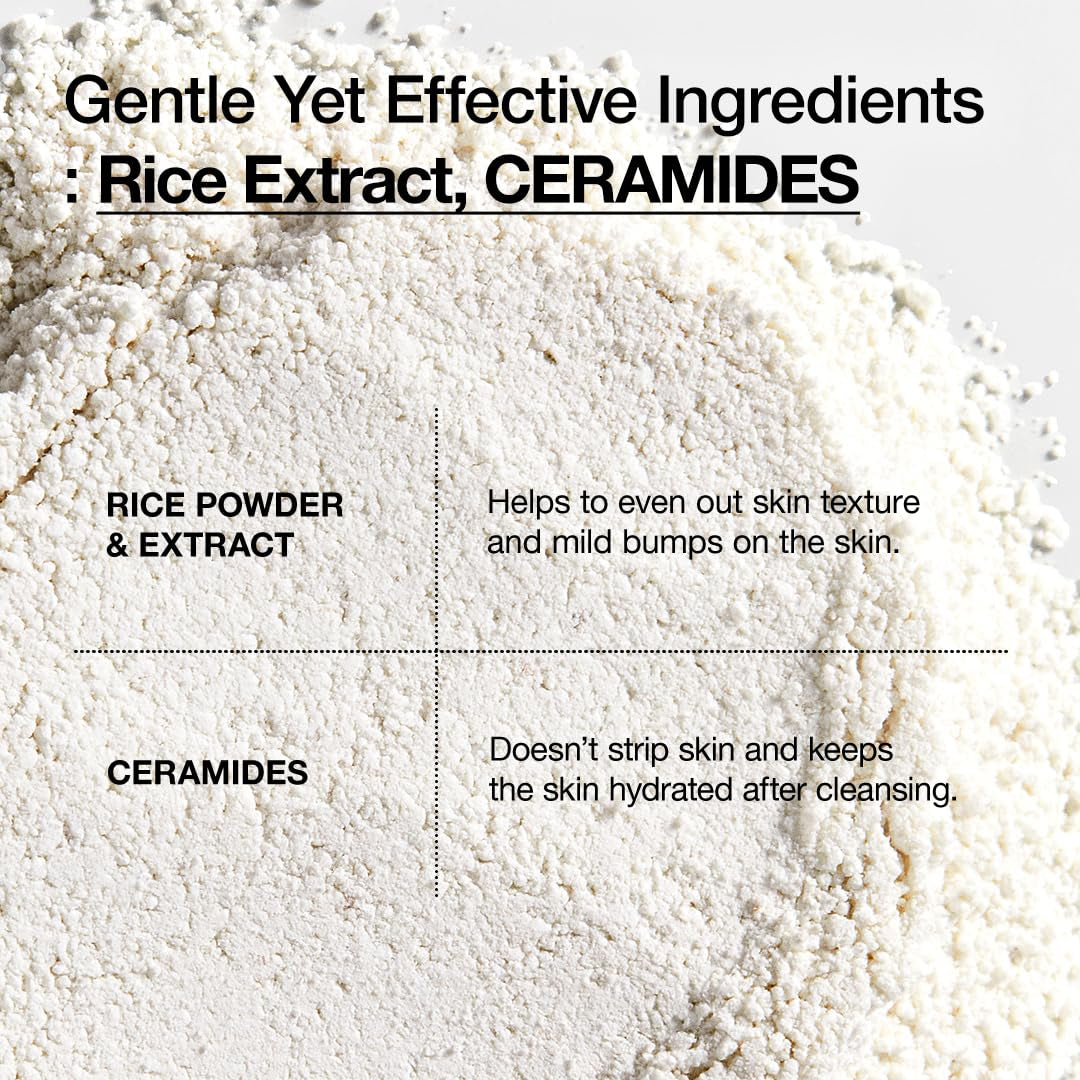 RICE ENZYME BRIGHTENING CLEANSING POWDER, Rice Mask, Ceramide, Gentle Face Wash for Brightening, Radiant Skin, Facial Cleanser for Dry Skin, Korean Skincare, Fragrance Free, 40G/1.41Fl.Oz.