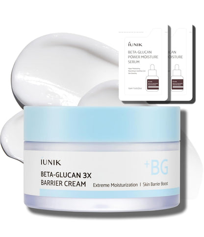 Beta-Glucan Non-Sticky Deep Moisture Hydration 3X Barrier Cream Day&Night Moisturizer Quick Absorption Barrier Strengthening for Sensitive Dry Skin with Shea Butter Panthenol Korean Skincare