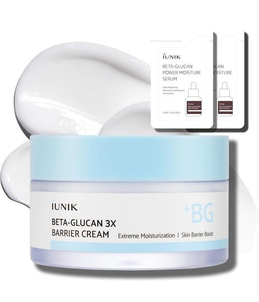 Beta-Glucan Non-Sticky Deep Moisture Hydration 3X Barrier Cream Day&Night Moisturizer Quick Absorption Barrier Strengthening for Sensitive Dry Skin with Shea Butter Panthenol Korean Skincare