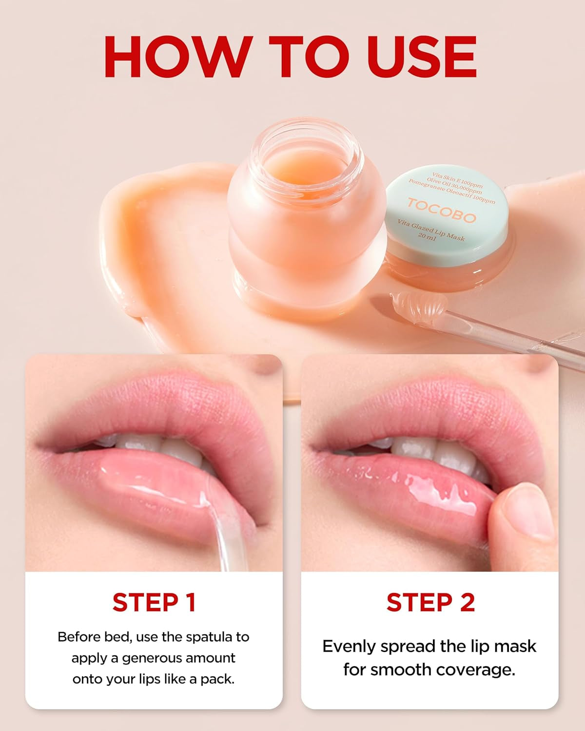 Vita Glazed Lip Mask – Korean Vegan Lip Scrub & Overnight Exfoliating Treatment for Dry, Chapped Lips – Hydrating, Plumping, Smoothing – Glazed Balm Texture, Non-Sticky, 0.68Oz
