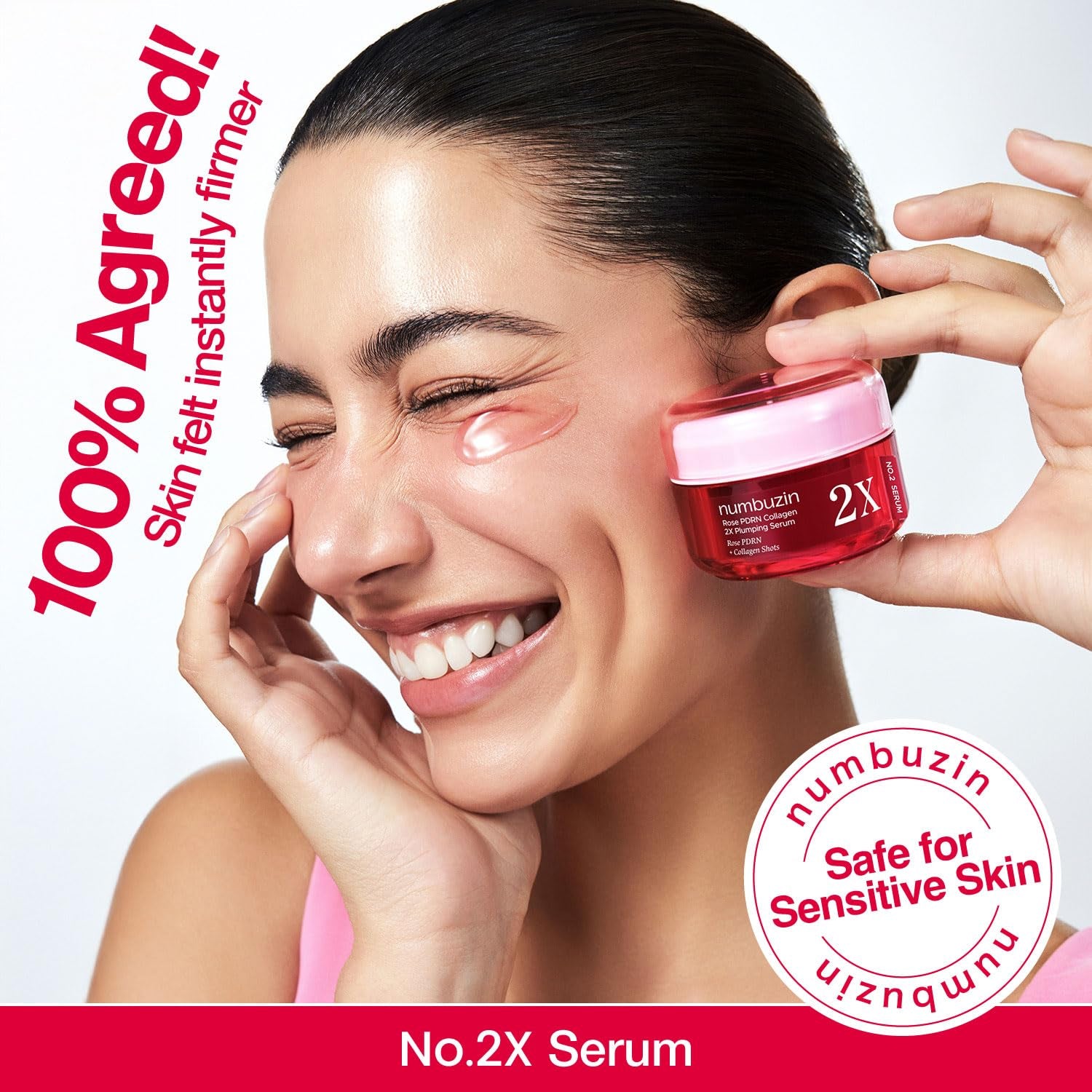 No.2X Serum | Rose PDRN Collagen 2X Plumping Serum | Glowing, Hydrating, Firming, Korean Skincare | Collagen, Peptides, PDRN | for Dry, Combination Skin | 1.01 Fl.Oz.