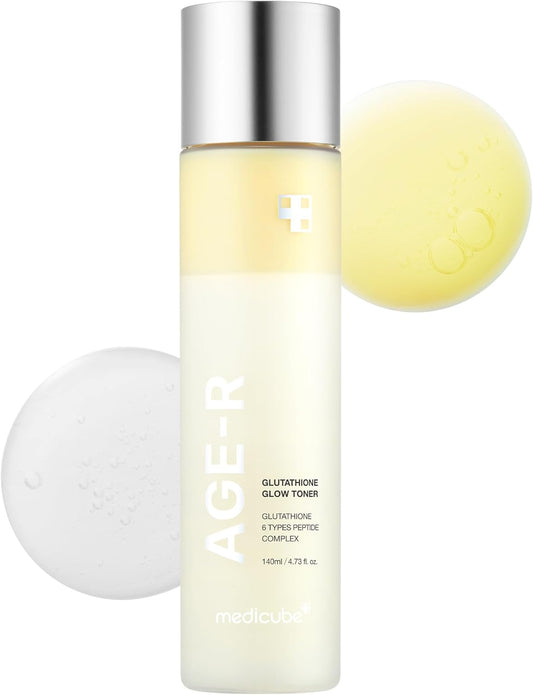 Age-R Glutathione Glow Milky Toner, Low-Irritation Double Layer Toner for Glass Glow Skin with Peptide, Even Skin Tone, Radiance, Hydration, Korean Skincare