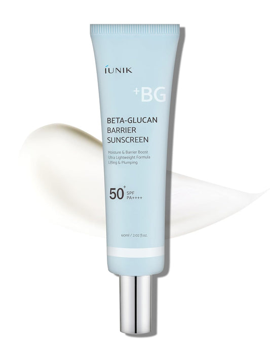 Beta-Glucan Water Barrier Moisture Daily Sunscreen Matte & No White Cast SPF 50+ PA++++ Vegan Lifting & Plumping Moisturizing Daily Sun Cream for Dry Oily Sensitive Skin Korean Skincare