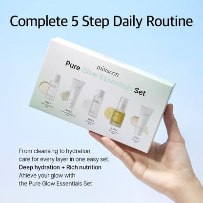Pure Glow Essentials Set, 5-Step Skincare Kit, Gentle & Hydrating, for All Skin Types, 5 Items Korean Glass Skin Care 29.57 Fl. Oz.