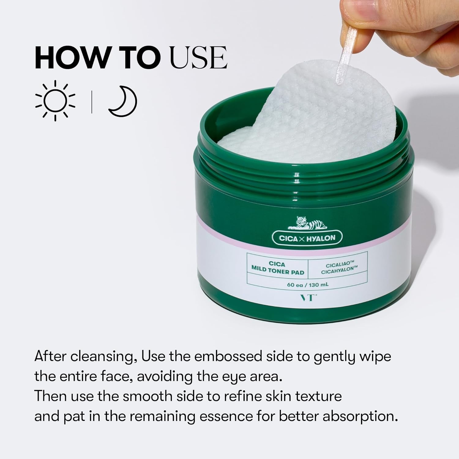 CICA Mild Toner Pad (60 Pads) - Exfoliating, Hydrating, Soothing, Ph Balancing with BHA, Centella Asiatica Extract, Hyaluronic Acids for Daily Facial Use