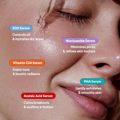 5 Actives Power Serums Kit – Korean Skin Care Set with Vitamin C, Niacinamide, Azelaic & Hyaluronic Acid, Hydrating Serum, Radiance Boost, Nourishment, Travel Essentials, Skincare Gift