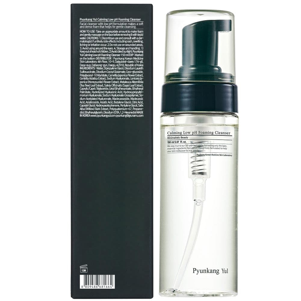 PKY Calming Low Ph Foaming Cleanser | Daily Face Wash & Makeup Remover with Tea Tree, Centella Asiatica, 5 Hyaluronic Acids That Removes Dead Skin Cells, Hydrates Skin - 150Ml 5.07 Fl.Oz.