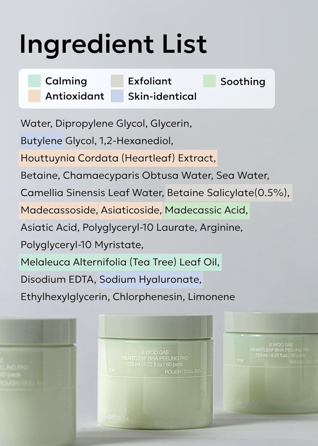 Ji.Woo.Gae Heartleaf BHA Peeling Pad | with Heartleaf Extract, Exfoliating Toner Pads, Facial Peels, Hydrating, for Troubled Skin & Breakouts (60 Pads)