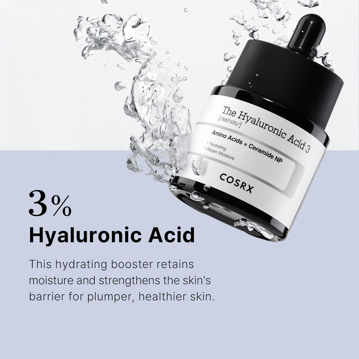 Pure Sodium Hyaluronic Acid 3% Serum, Hydration & Moisture Boosting Facial Serum for Fine Lines & Wrinkles, Plump & Repair Dry Skin, 0.67Fl.Oz/20Ml, No Artificial Fragrance, Korean Skin Care