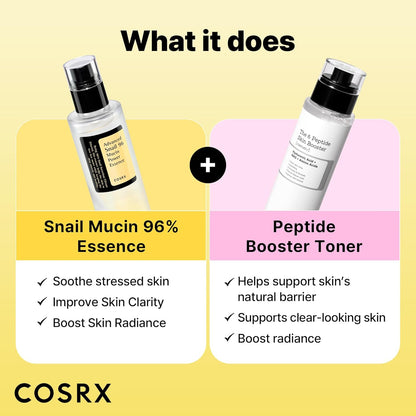 Snail Mucin 96% Peptide Booster Set - Amazon Exclusive - Korean Skin Care, Gift Sets, Skin Care Sets for Women, Advanced Snail Mucin Serum, Face Serum