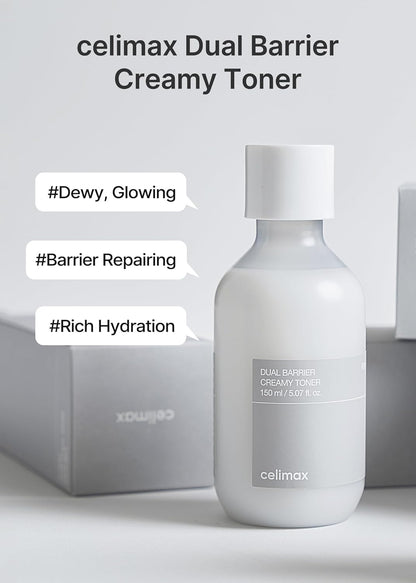 Dual Barrier Creamy Toner | with Ceramides, Peptide, Oil & Alcohol Free, Facial Astringent, Hydrating, Calming, Soothing, Non Irritating,150Ml