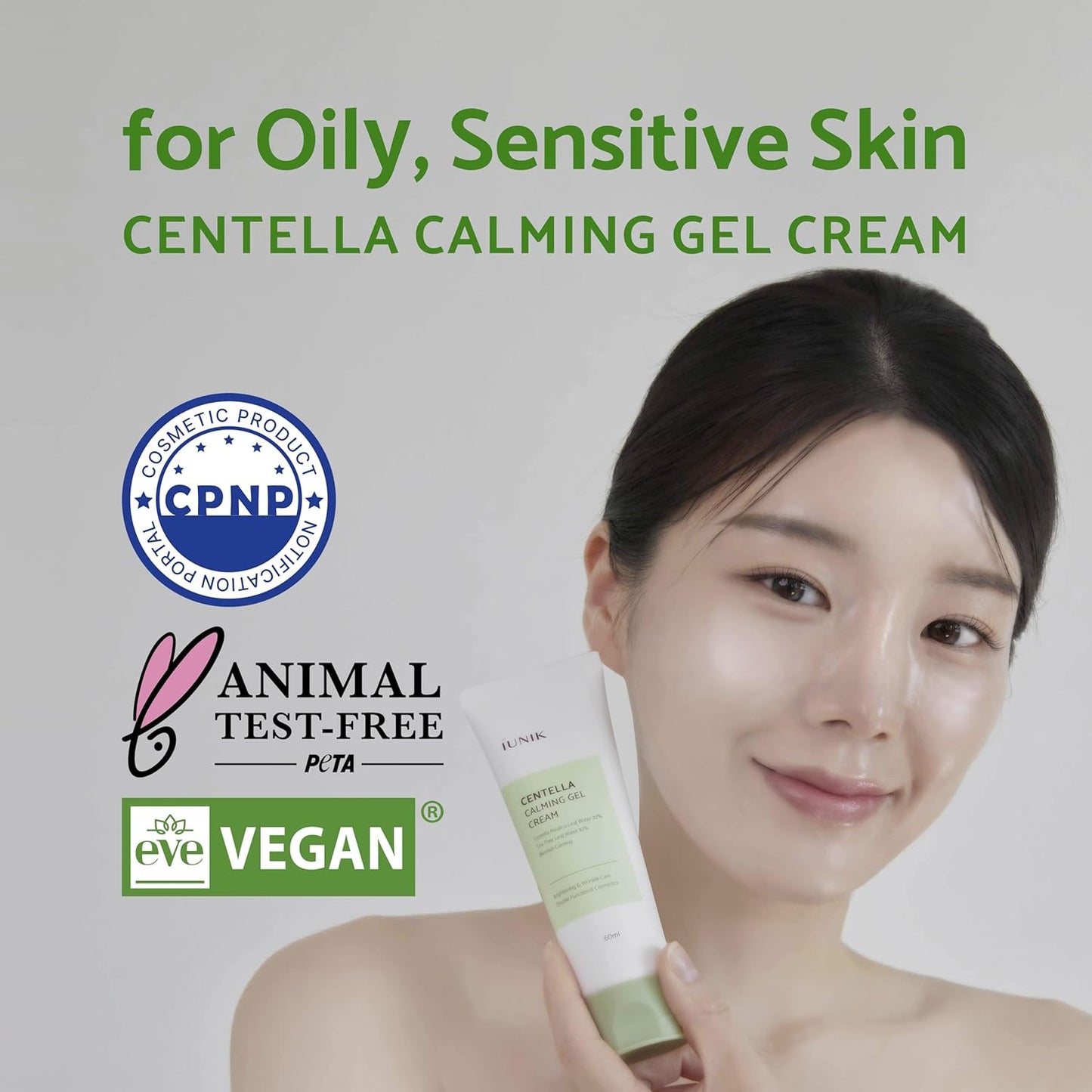 Centella Calming Gel Cream Vegan Non-Sticky Moisturizing Blemish Care W/Centella Asiatica Tea Tree Soothes Acne Rosacea Oily & Sensitive Skin Korean Skincare