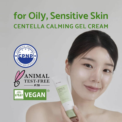 Centella Calming Gel Cream Vegan Non-Sticky Moisturizing Blemish Care W/Centella Asiatica Tea Tree Soothes Acne Rosacea Oily & Sensitive Skin Korean Skincare