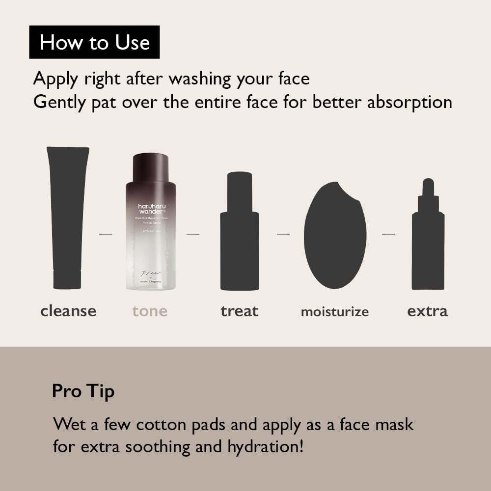Wonder Black Rice Hyaluronic Toner for Sensitive Skin 5.1 Fl.Oz, Alcohol Free, Fragrance Free, Deep Hydration, Glass Skin, Korean Skincare, Vegan, Cruelty-Free