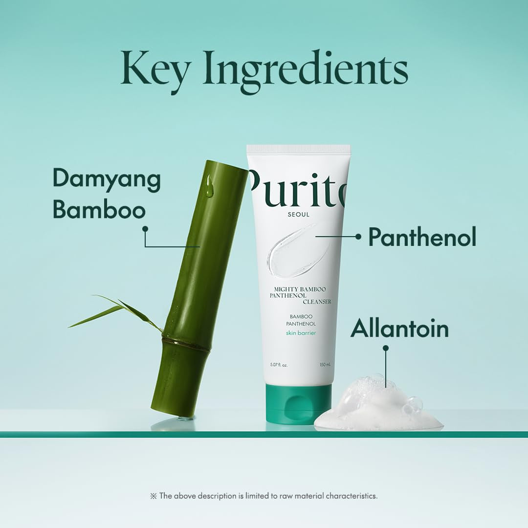 Mighty Bamboo Panthenol Cleanser, Gentle Face Wash for Moisturizing, Makeup Remover, for Sensitive Skin, Vegan & Cruelty-Free Face Cleanser150Ml / 5.07 Fl. Oz.