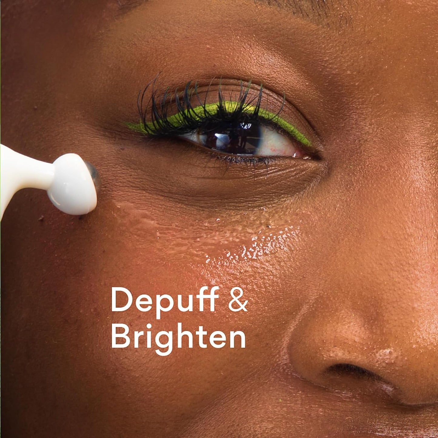 Green Tea Caffeine Depuffing Eye Serum with Niacinamide, Cooling Korean Eye Roll-On for Hydration and Brightening