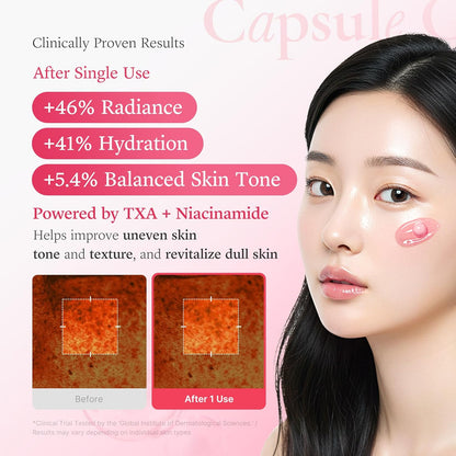 Txa+Niacinamide Capsule Cream | Dual Radiance Moisturizer, Ideal for Use after Spot Care | for Uneven Skin Tone, Texture & Hydration | 99% Pure Tranexamic Acid | Korean Skincare | 1.94Oz