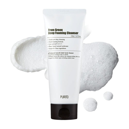 from Green Deep Foaming Cleanser 150Ml / 5.07 Fl.Oz, Ph 5.5, Plant-Based, Natural Ingredients, Cruelty-Free, Vegan
