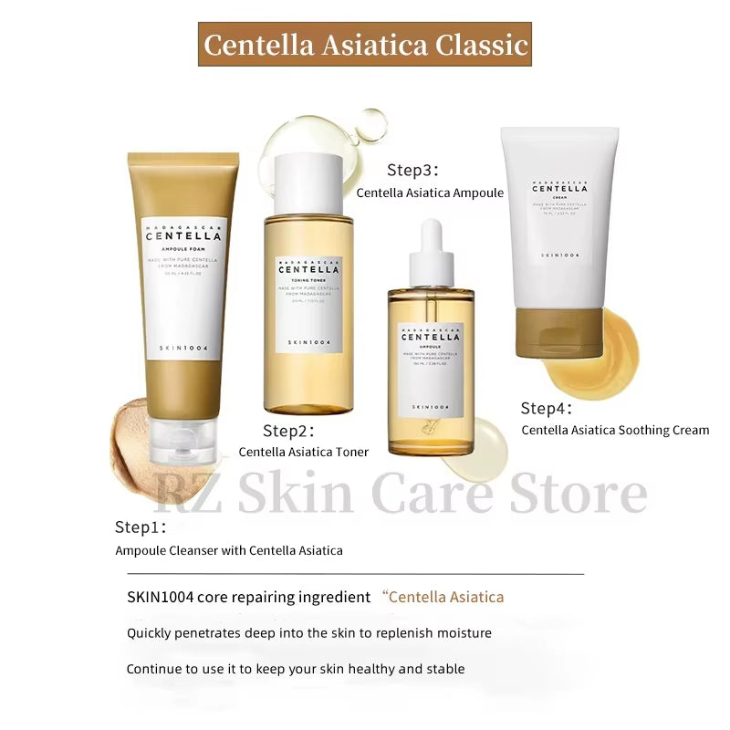 SKIN1004 Centella Skincare Korean 4Pc/Set Madagascar Moisturize Toner Serum Whitening Cream Face Wash Cleansing Oil Essence