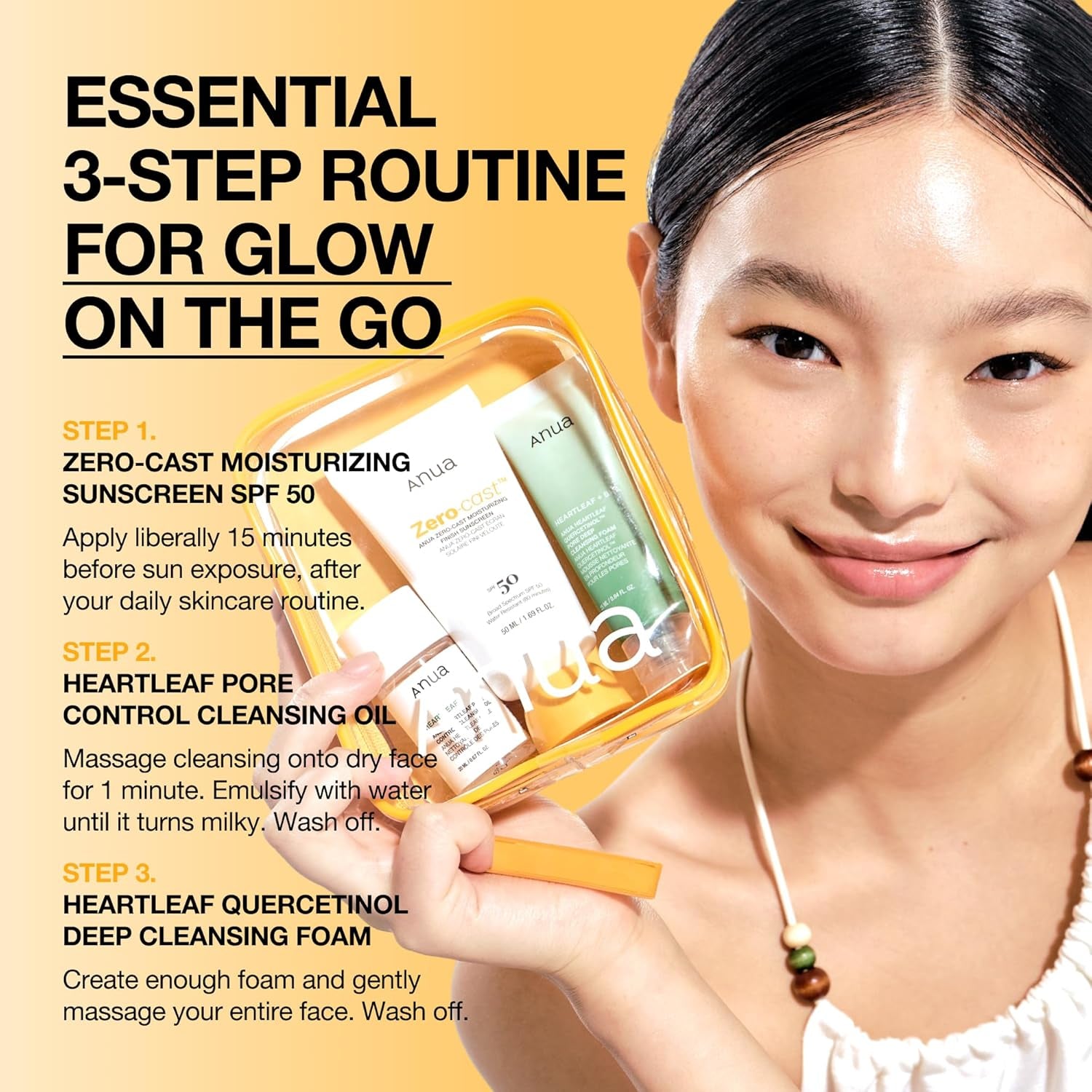 Sun-Ready Travel Kit, Zero-Cast Sunscreen & Cleansing Oil & Face Wash. Korean Sunscreen with Mini Size Double Cleansing Routine ,Korean Skincare Set