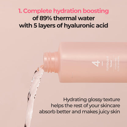 No.4 Toner | Hydrating Glow Mineral Toner | Thermal Water, Hyaluronic Acid, Niacinamide | Deep Hydration, Glowing Skin, Makeup Booster, Gentle Exfoliation, Soothing | 6.76 Fl. Oz.