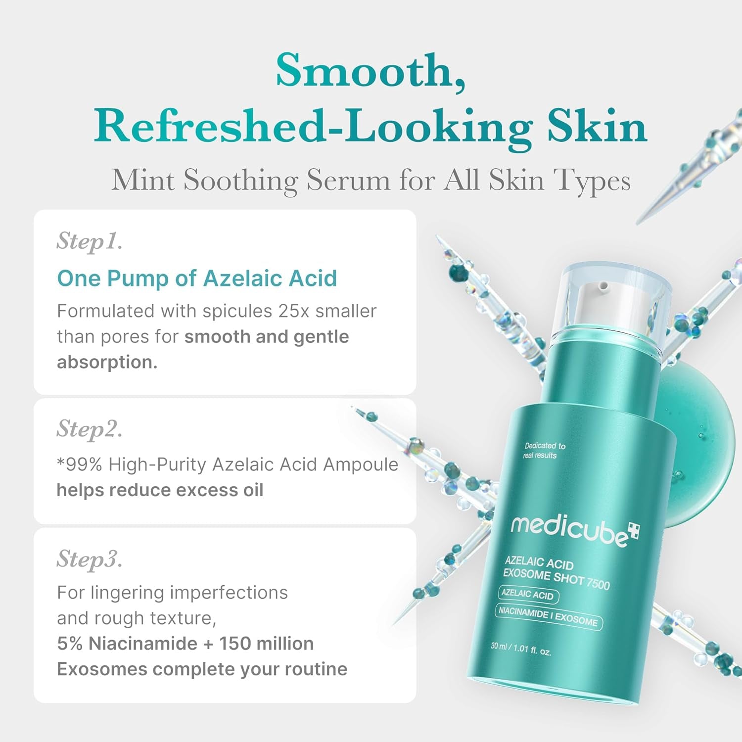 Azelaic Acid Exosome Shot Serum 7500 – Deep Hydration for Smooth, Even Skin Texture | Use for after Spot Care, with Azelaic Acid, Niacinamide | Korean Skincare, 30Ml / 1.01 Fl.Oz