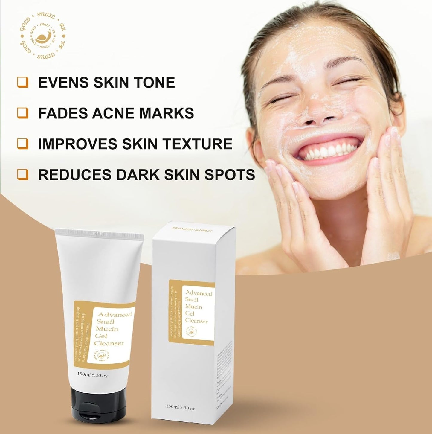 Advanced Snail Mucin Gel Cleanser, 5.07 Fl Oz/150 Ml Rich Daily Deep Cleansing for Dry & Sensative Skin Luxury Korean Skincare Not Tested on Animals No Parabens