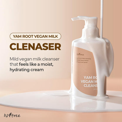Yam Root Vegan Milk Cleanser 220Ml, 7.43 Fl.Oz | Korean Facial Cleanser for Sensitive Skin | Rich & Creamy Texture | Hydrating & Mild | Vegan & Cruelty-Free Skincare