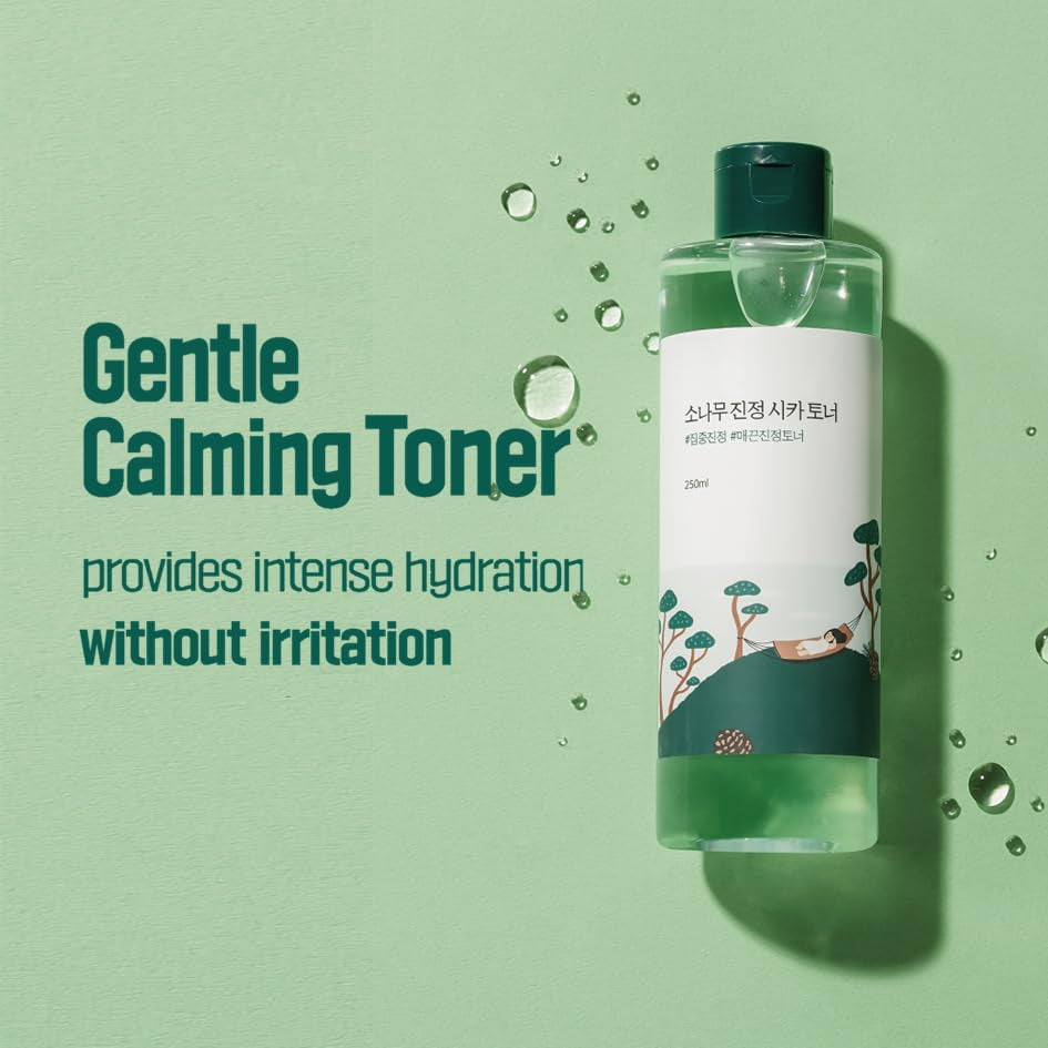 Pine Calming CICA Toner 8.45 Fl Oz, Low-Acidic Hydrating Toner for Face with Pine CICA, BHA + LHA, and Hyaluronic Acid for Soothing, Exfoliating, and Restoring Skin Balance, Korean Skincare