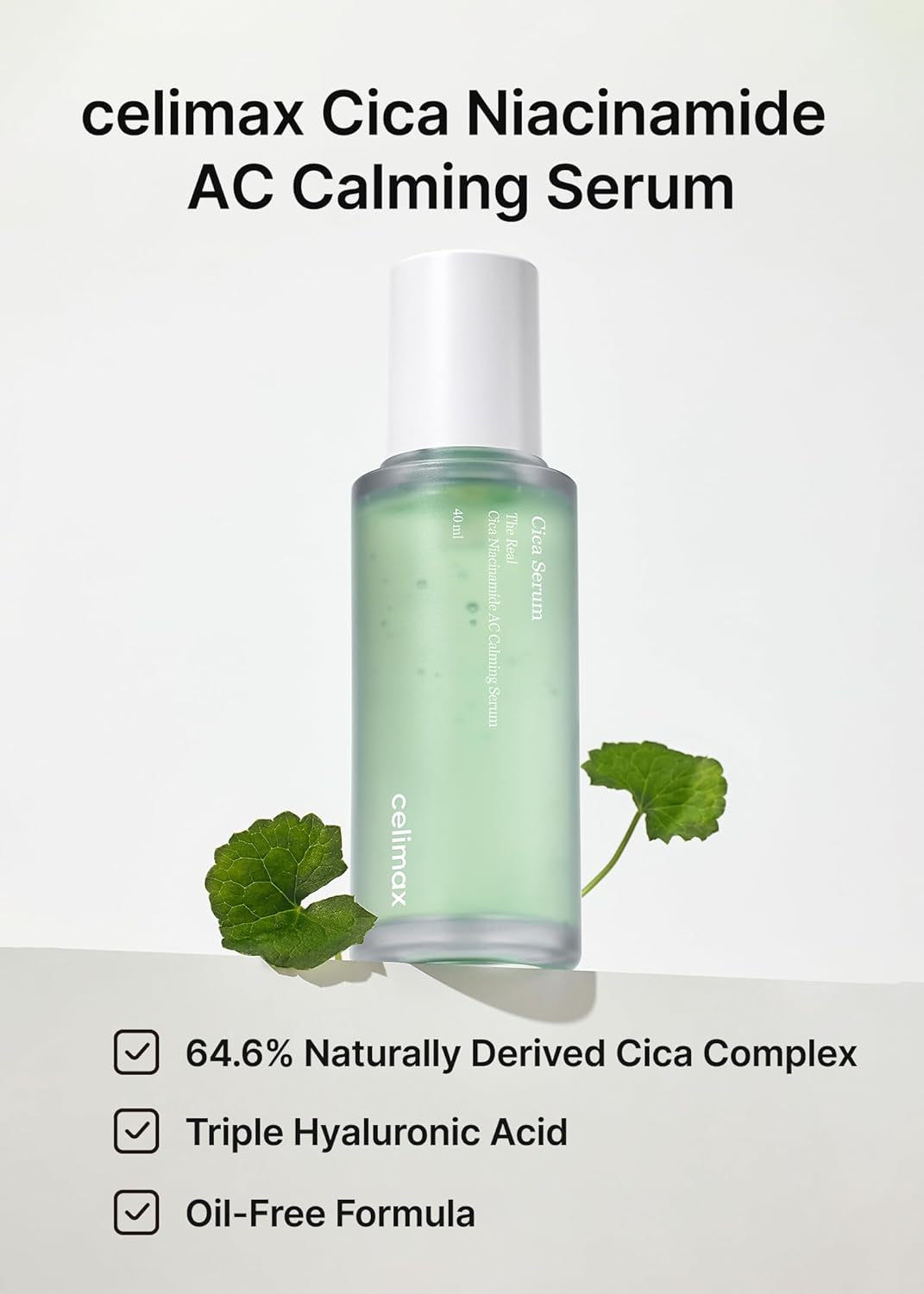 the Real Cica Niacinamide AC Calming Serum 40Ml | Hyaluronic Acid Redness Relief Moisturizing Soothing Restoring Serum Mild Formula for Sensitive,Christmas Gift Stocking Stuffers