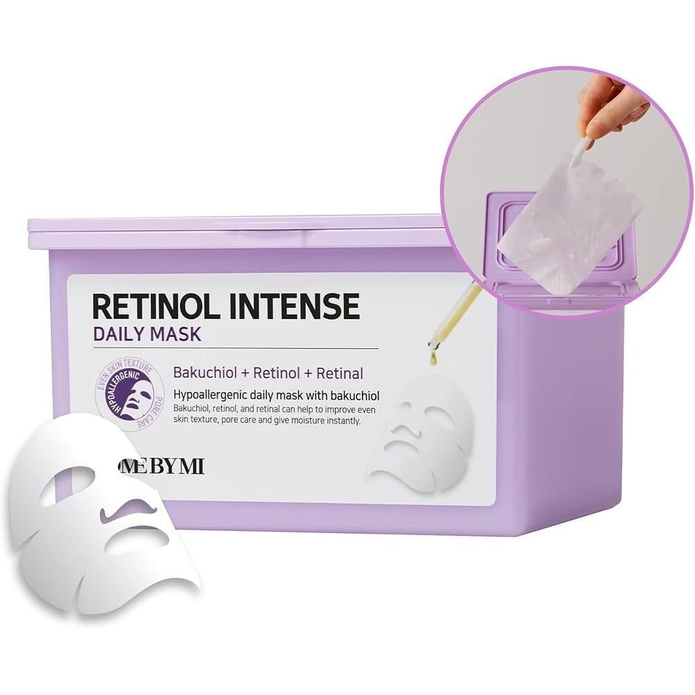 Retinol Intense Daily Mask - 30 Sheets, 11.8Oz - Mild Korean Retinol Vegan Face Sheet Mask for Glass Skin Routine - Skin Texture, Elasticity and Aging Sign Care - Korean Skin Care