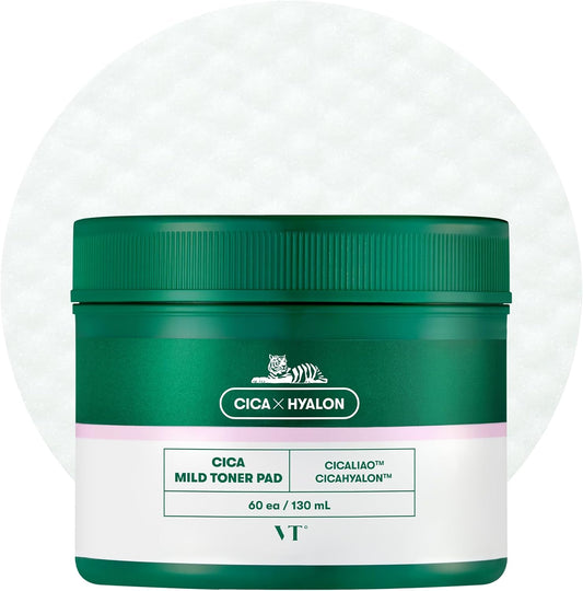 CICA Mild Toner Pad (60 Pads) - Exfoliating, Hydrating, Soothing, Ph Balancing with BHA, Centella Asiatica Extract, Hyaluronic Acids for Daily Facial Use