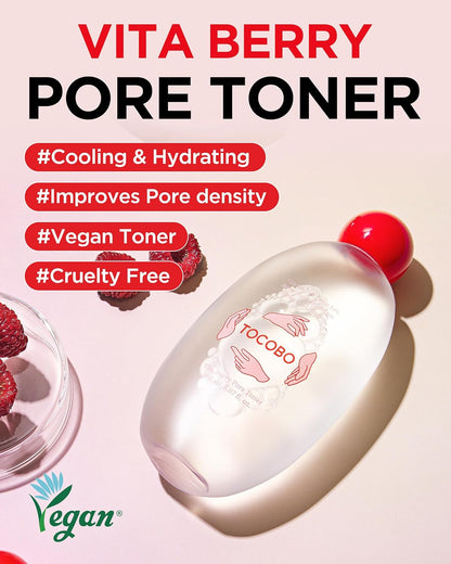 Vita Berry Pore Toner – Korean Vegan Alcohol-Free Face Toner with Hibiscus, Niacinamide & Vita Berry Water for Pore Tightening - Oil Balancing & Gentle Exfoliation, 5.07 Fl.Oz.