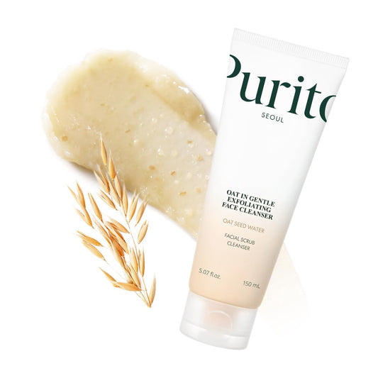 Oat Exfoliating Facial Polish Cleanser - Hydrating Daily Face Wash with Gentle Scrub Clay Pore Minimizing Panthenol, Oat Seed Water Vegan, Non-Comedogenic Korean Skin Care 5.07 Fl.Oz
