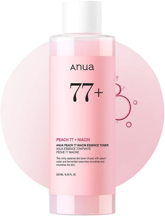 Peach 77 Niacin Essence Toner 250Ml / Brightening Toner for Face, Niacinamide, Panthenol, Ceramides, Facial Toner for Glass Skin, Korean Skin Care (8.45 Fl.Oz.)