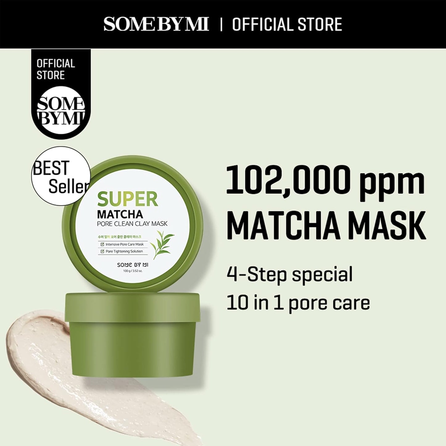 Super Matcha Pore Clean Clay Mask - 3.52Oz, 100G - Made from Match Water for Sensitive Skin - Skin Moisturizing Effect with Sebum and Pore Care - Korean Skin Care