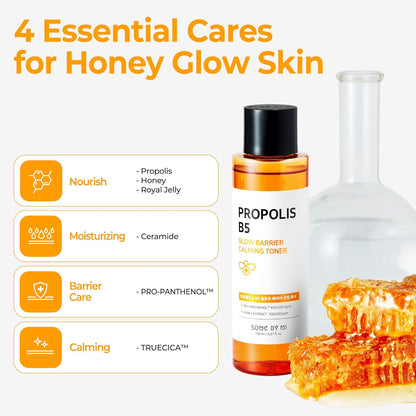 Propolis B5 Glow Barrier Calming Toner / 5.07Oz, 150Ml / Strengthen Skin Barrier with Honey Extracts/Brightening and Skin Calming Effect, Sebum and Pimple Care/Facial Skin Care